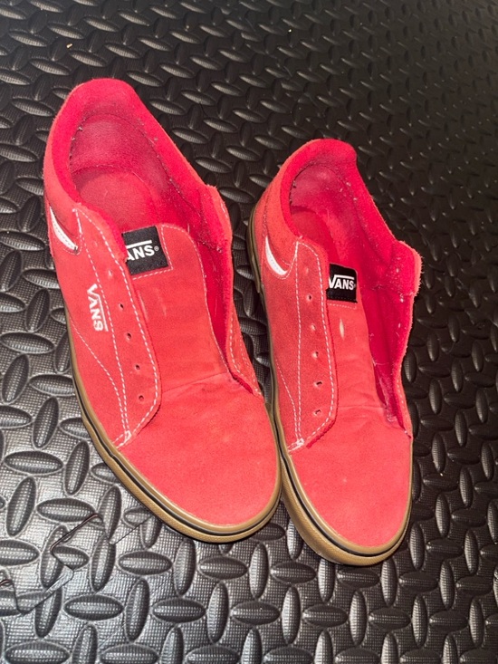 Vans Other - Vans Red Suede Low Top Sneakers Size 7.5 No Laces